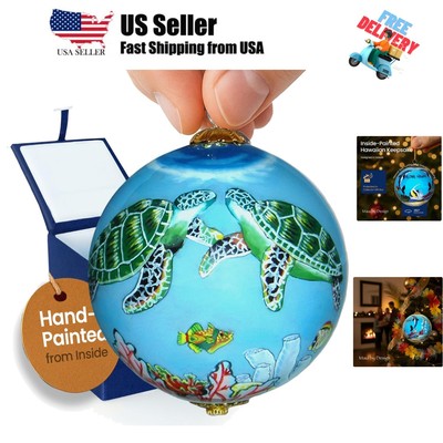 Collectible Handpainted Kissing Turtles and Dolphins Aloha Hawaii Ornament