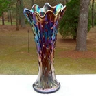 Antique FENTON Amethyst Carnival Glass APRIL SHOWERS Pattern Tree Trunk 9.5 VASE