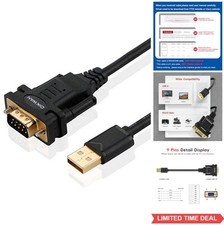 USB to RS232 Serial Adapter 6ft FTDI Chipset USB 2.0 Male DB9 Cable