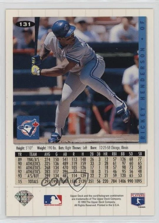 1994 Upper Deck Collector's Choice Gold Foil Signature Rickey Henderson #131 HOF - Image 2 of 2