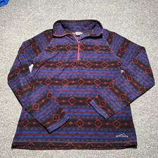 Eddie Bauer Sweater Womens Large Aztec Fleece 1/4 Zip Mock Neck Pullover