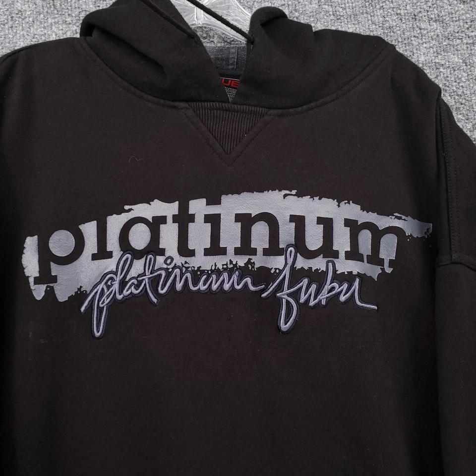 ВИНТАЖНАЯ мужская толстовка с капюшоном Fubu 3XL черная платиновая толстовка на шнурке с надписью Y2K - Изображение 4 из 4