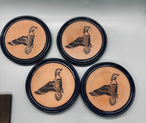 FRANKOMA POTTERY Made In USA BEVERAGE COASTER Terra Cotta Oklahoma set of 4