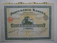 Parfumerie RAMSES / Aktie Frankreich &uuml;ber 100 Francs von 1919