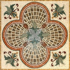 48" Geometric Marble Mosaic Tile: Botanical Inlay Art