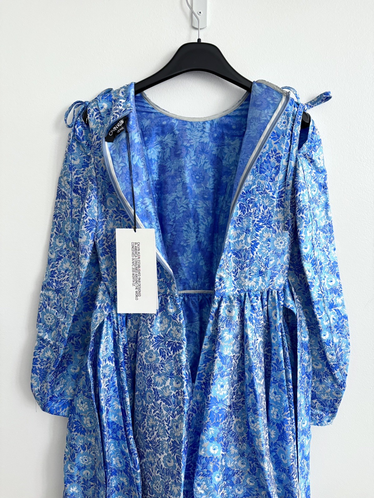 CALVIN KLEIN 205W39NYC Raf Simons Blue Floral Jacquard Dress - size 0, XS image 9