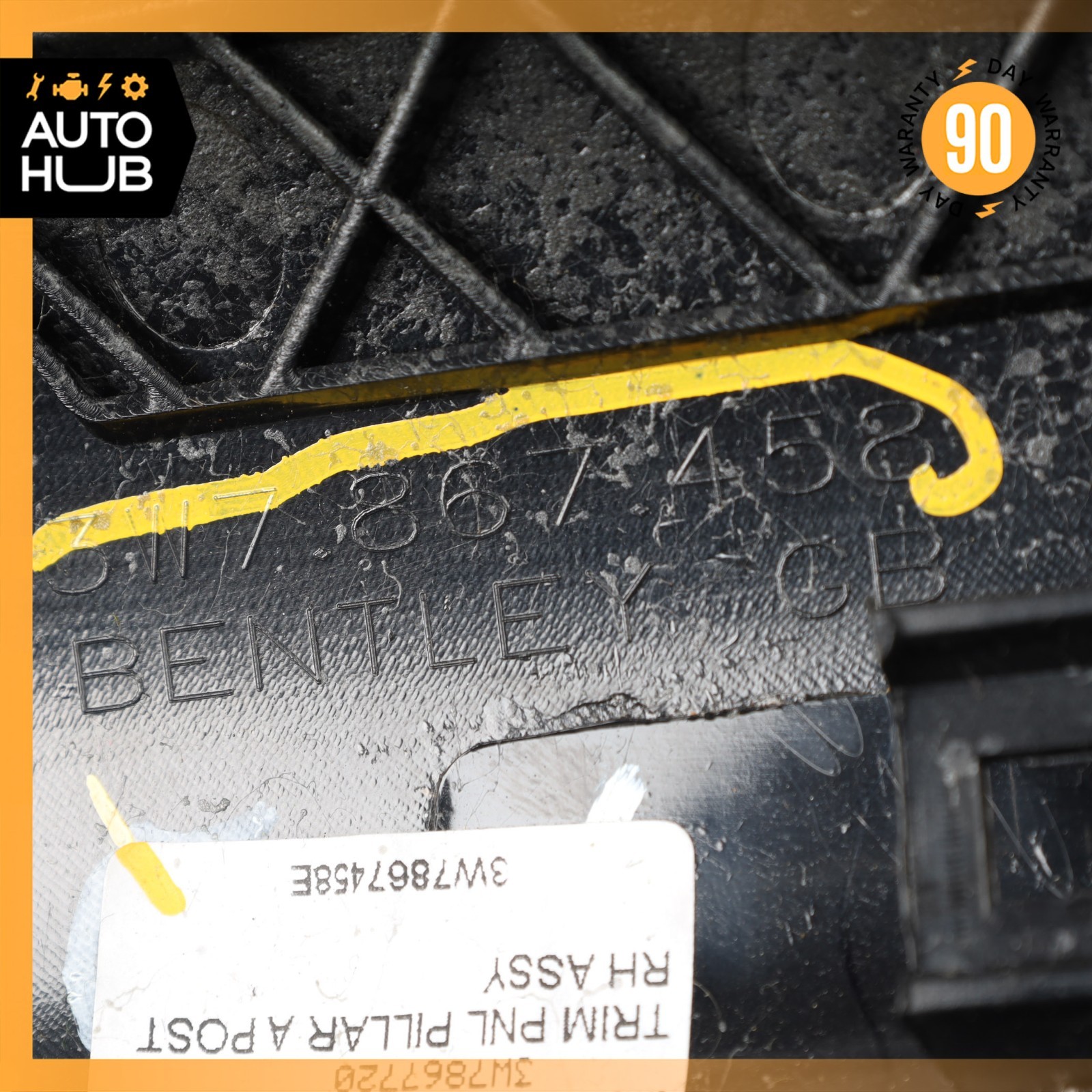 12-18 Bentley Continental GTC Front Right Side A-Pillar Trim Cover Black OEM