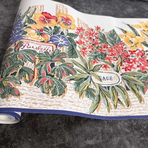 Vintage Wallpaper Tall Border | Partial Roll | Plants Herbs Garden | Cottagecore