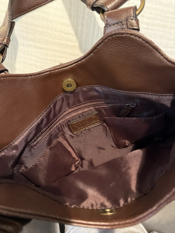 Bolso de Hombro New York & Company Marrón Naranja Boho Bordado Tachonado Foto 3 de 4