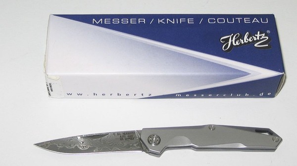 Herbertz Zweihand Taschenmesser 67 Lagen Damast Neu/Ovp-image