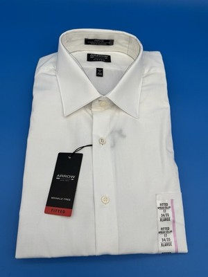 Arrow Men's Button Up Dress Shirt White Size XL 17 (34-35)