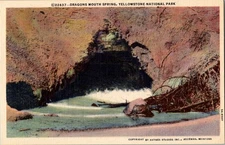 Dragons Mouth Spring Yellowstone National Park Haynes c1935 Linen Postcard