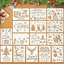 Augshy Reusable Christmas Stencils - 15 Pcs A4 Window for Painting...