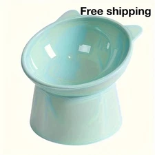 Raised Cat Bowl Elevated Anti-Tip Food Water Feeding Pet Dish Feeder Green New