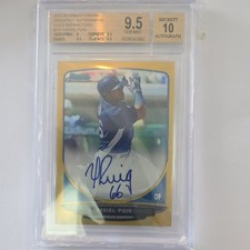 Topps 2013 Bowman Chrome Yasiel Puig Gold Refractor Auto /50 BGS 9.5/10