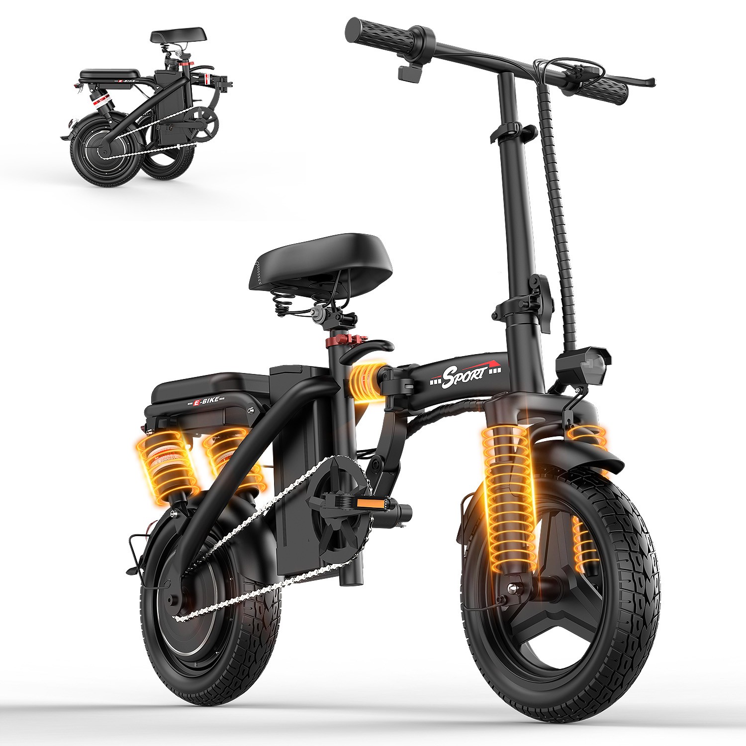 1200W Folding Electric Bike for Adults & Teens 14'' Commuting Bike 25MPH UL2849
