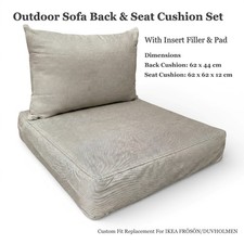 Outdoor Seat Back Cushion Set Rattan Patio Garden Furniture Sofa Chair Neutral