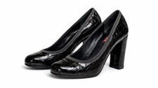 PRADA Black Croc Embossed Leather Pumps Heels EU 36.5 Work Office Classic NIB