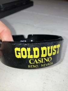 Vintage GOLD DUST Casino RENO Nevada Glass Ashtray - Good Shape