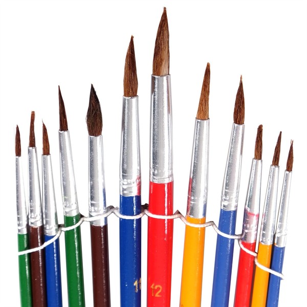 Pinsel Set | 12 Teilig, Aluminium, Versch. GrößEn | Malpinsel Aus Ziegenhaar-image
