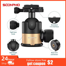 Ball Head for Tripod Rotating Head 360-degree Panoramic 1/4 to 3/8 Screw Tripod