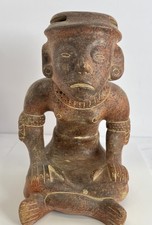 Mayan Pre-Columbian style Terracotta Clay Seated  Women pottery figure 10” Tall