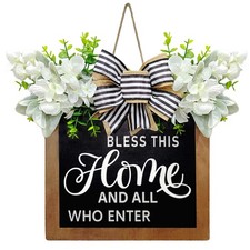 Welcome Sign for Front Door, Wreath Decorations for Front Porch, Hanging Hous...