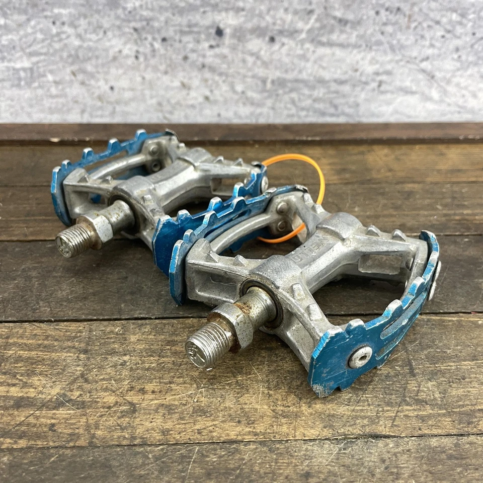 Pedales de plataforma Wellgo LU-893 BMX roscas de 1/2 pulgada azul Beartrap años 90 00 OPC Foto 2 de 4