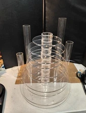 Single Stem Cake Separators Clear Acrylic Wedding 2 Tier Fillable Tube 15 Pc set