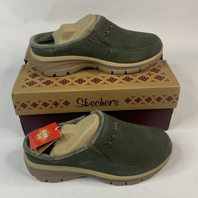 Skechers Easy Going Autumn Sweetheart Studded Suede Clogs 7.5W Olive