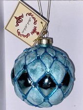 Mark Roberts Aqua Blue Ball Glass Christmas Ornament New
