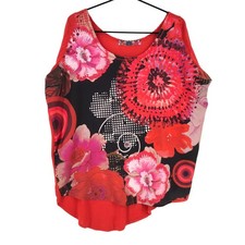 T-Shirt Rouge Femme Sans Manches Col Rond Taille M