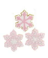 Kurt Adler 4.5" Pink White Snowflake Claydough Cookie Ornaments T2877, 1 unit