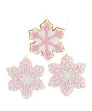 Kurt Adler 4.5" Pink White Snowflake Claydough Cookie Ornaments T2877, 1 unit