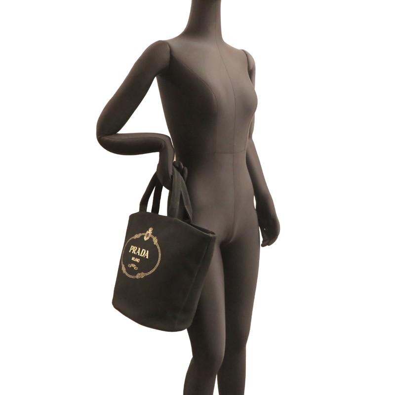 PRADA Canapa Bucket 2WAY Tote Bag Canvas Ladies Used from japan thumbnail 8