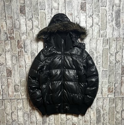 Schott Vintage Daunenjacke Schwarz Glänzend Puffer Größe S Y2K Designer