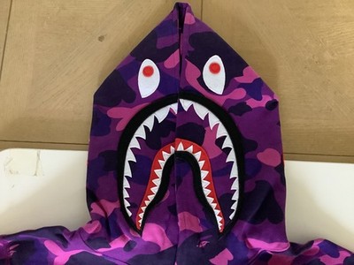Authentic a bathing ape bape color camo 2nd shark pullover hoodie
