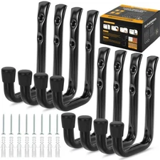 8 Pack Heavy Duty Garage Hooks 50LB J Utility Wall Mount Hooks Metal