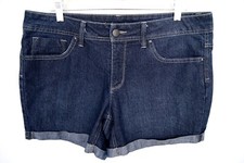 Faded Glory Dark Wash Denim Jean Rolled Hem 4.5 inch Boyfriend Shorts SZ 14
