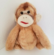 Vtg "Happiness Aid Is A Toy Well-Made" Plush Monkey, Made in Haiti