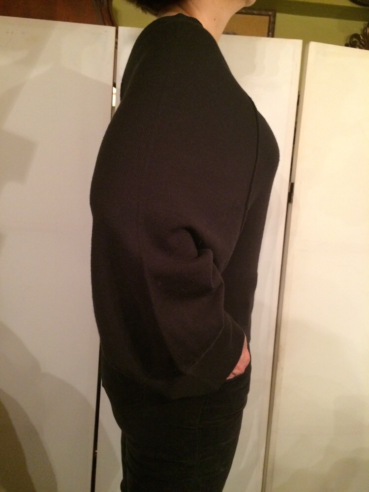 Patrizia Pepe Grey-Deco 100%Wool Long Sleeve Asymmetrical Ladies Sweater One Sz