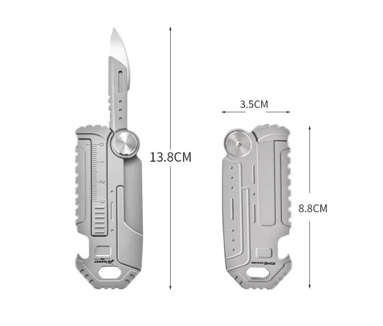 Titanium Multi Portable EDC Tools Card Bottle Opener Folding Knife Simple Ruler - Imagem 3 de 4