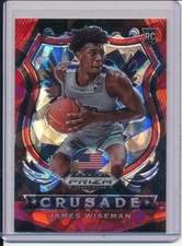 JAMES WISEMAN 2020 PRIZM DRAFT PICKS CRUSADE RED CRACKED ICE PRIZMS RC #82