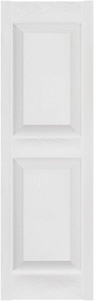 Pair Raised Panel Shutters Standard Equal Panels, White 14.75"x31" Builders Edge - Image 3 of 3