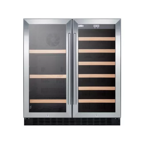 Summit SWBV3071 30" Glass Door Wine Refrigerator, Dual Temperature, 33 Bottles