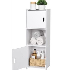 White Bathroom Storage Cabinet Wooden Drawer Cupboard Free Standing Unit Shelf