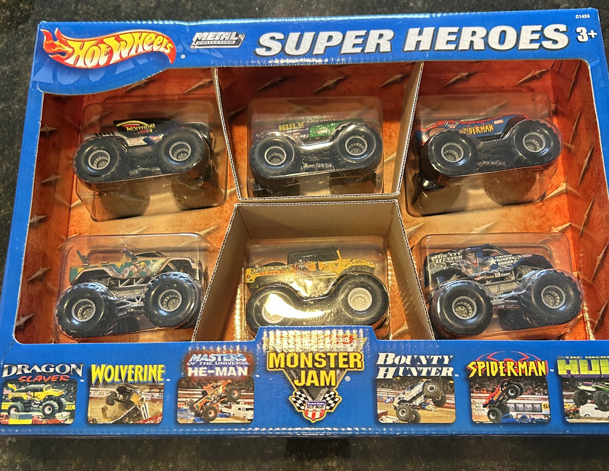 Hot Wheels Monster Jam Super Heroes Metal Collection 6 Pack NIB | eBay