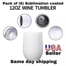 6) Pieces 12oz Sublimation Blank White Wine Tumbler