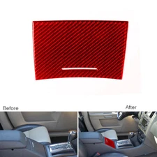 Red Carbon Fiber Console Water Cup Holder Panel Cover For Chrysler 300 2005-07 