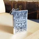 925 Sterling Silver Shakespeare's Sonnet Poem Large Scroll Floral Book Pendant